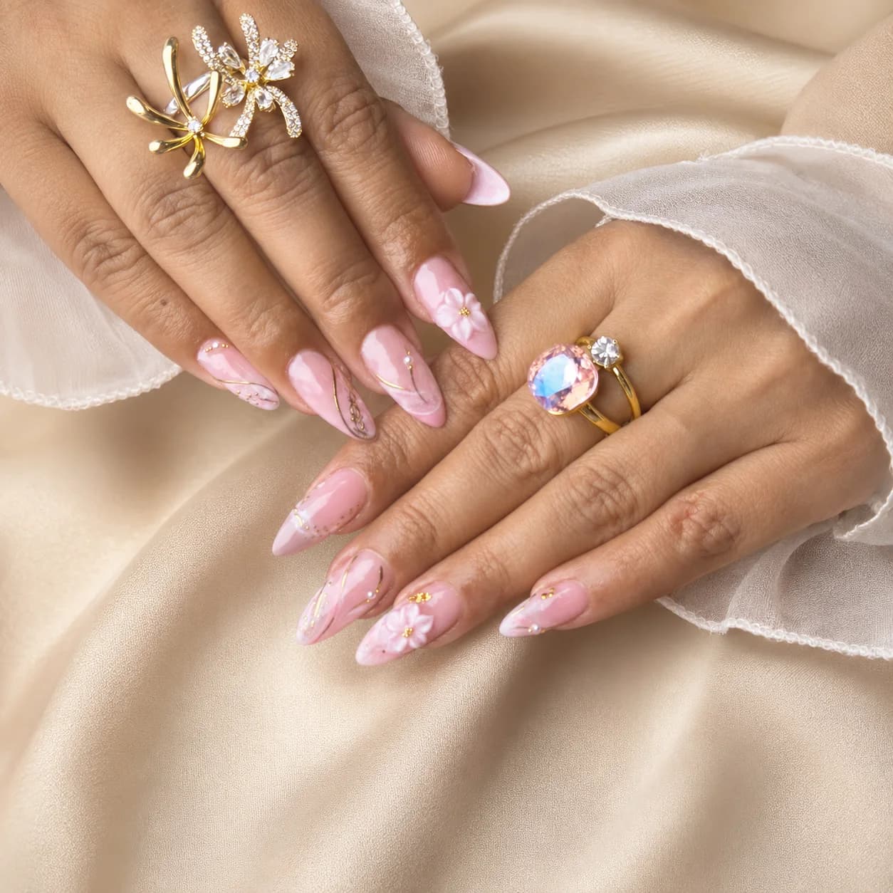 Detailed nail art work at the NJS nail bar