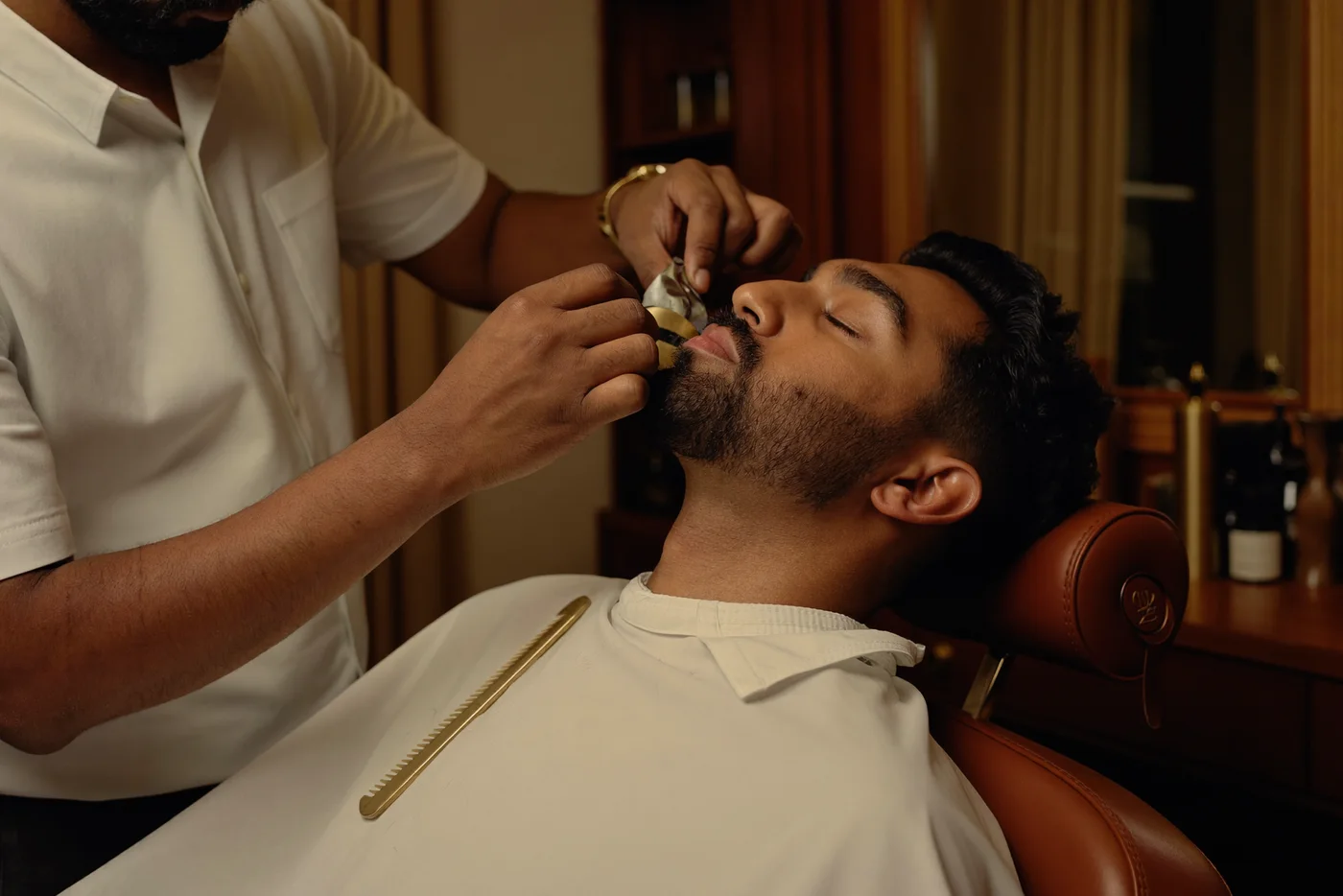 Beard styling for a client at NJS